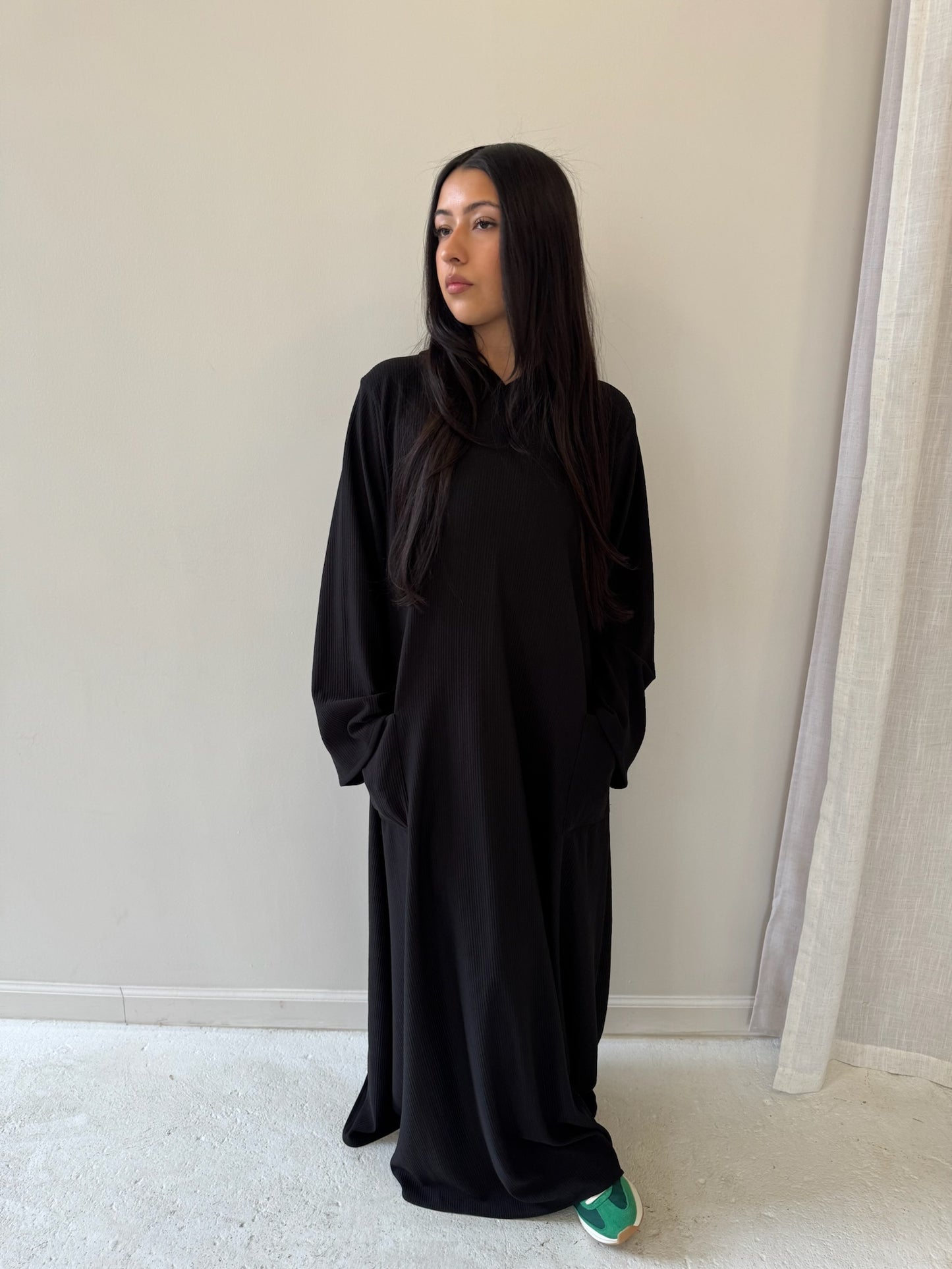 Pre order black hood abaya