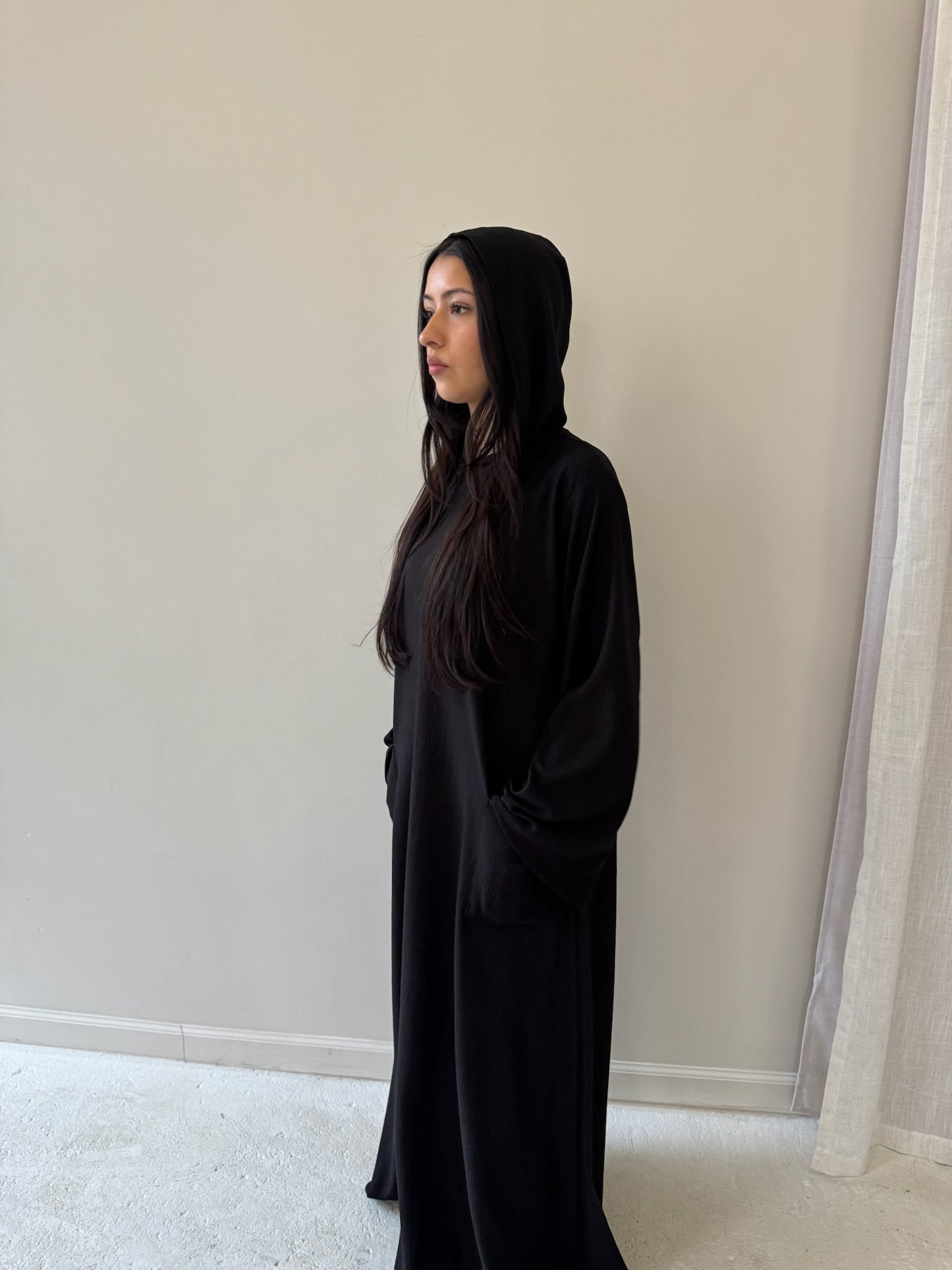 Pre order black hood abaya